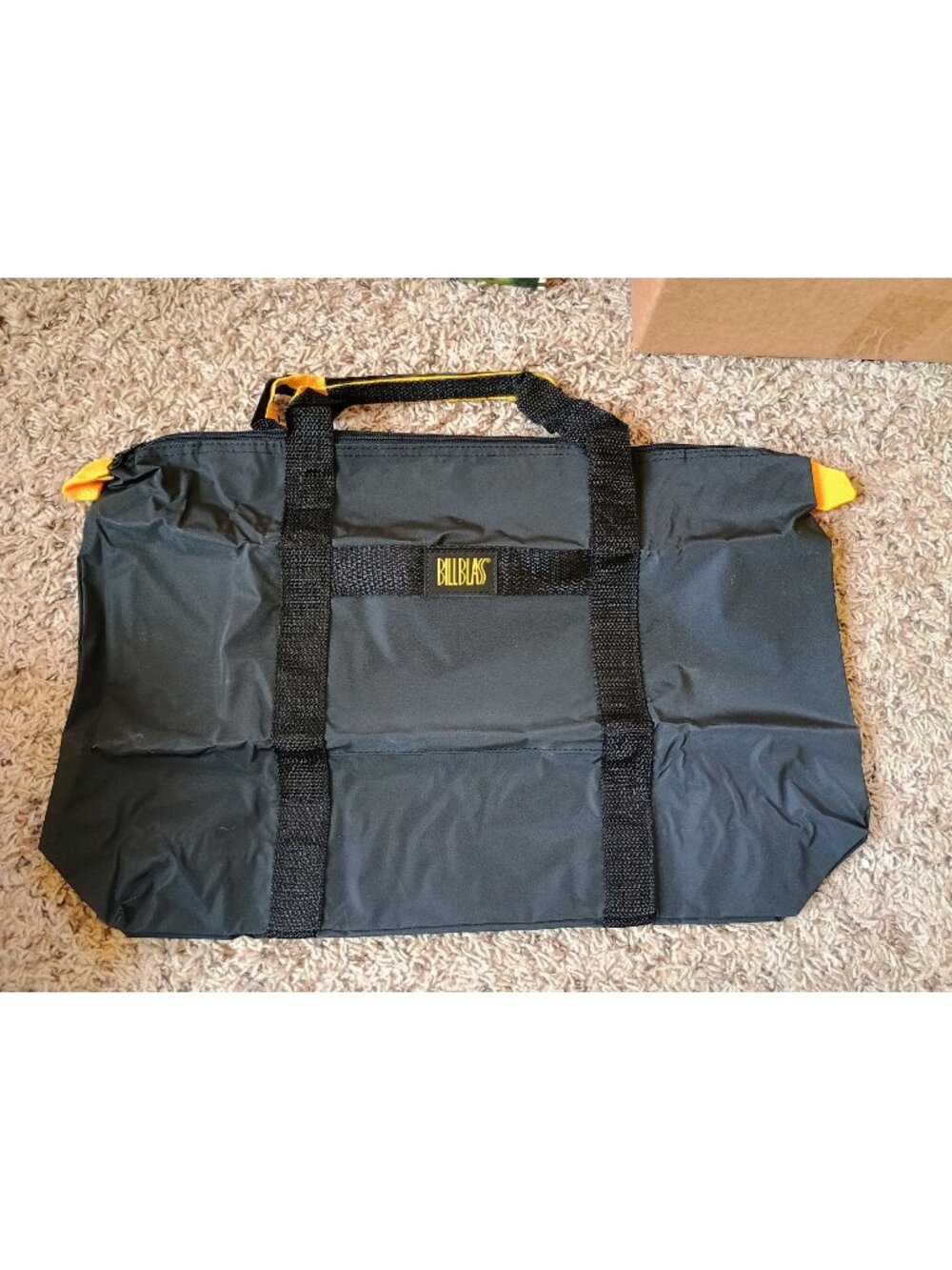 Bill blass Black nylon tote bag with vibrant yellow accents excellent condition